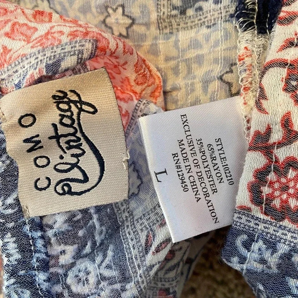 Como Vintage Floral Lightweight Comfortable Off Shoulder Blouse Women Size L - Picture 3 of 6